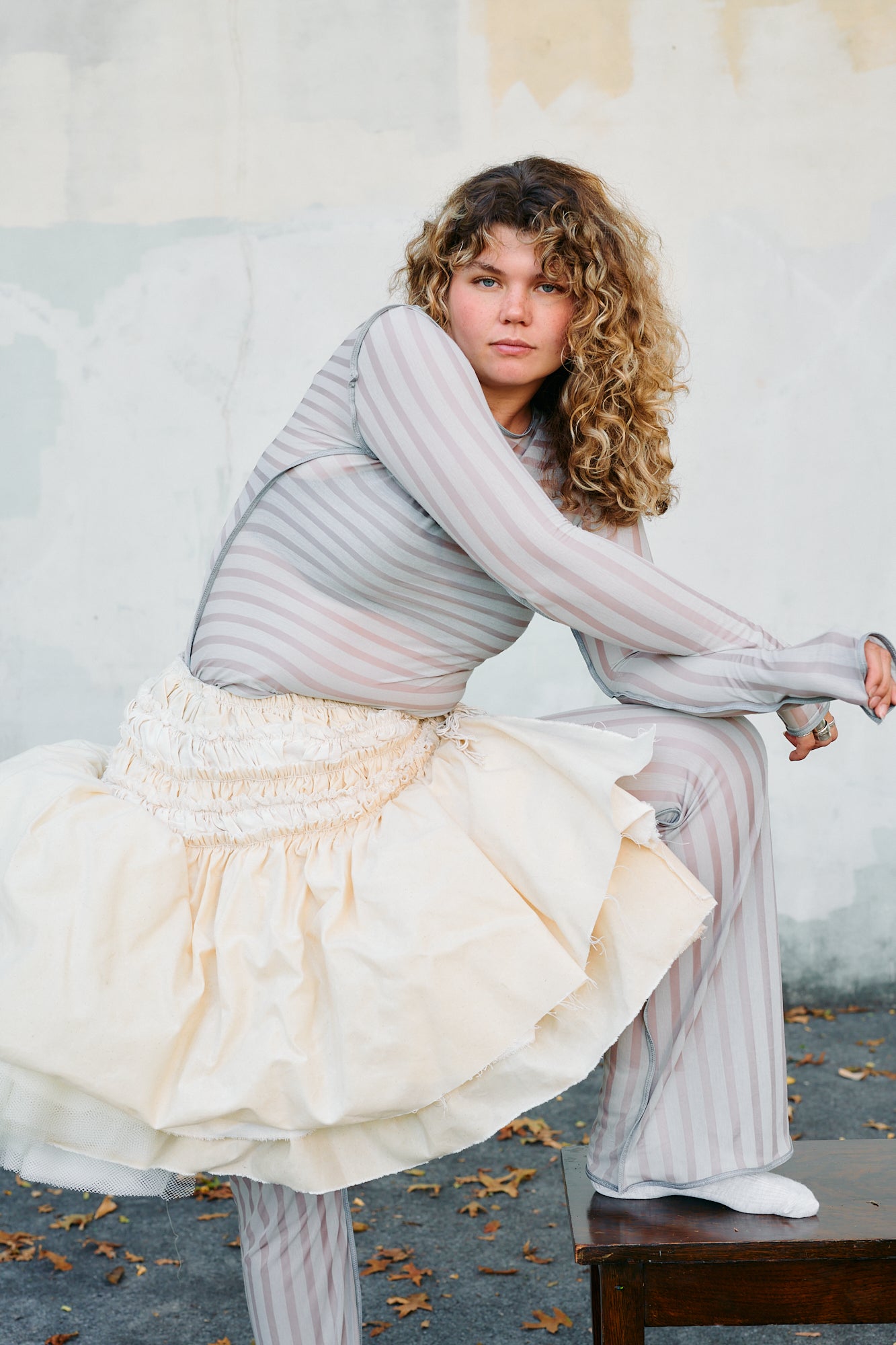 Layered Tulle + Cotton Wax Skirt