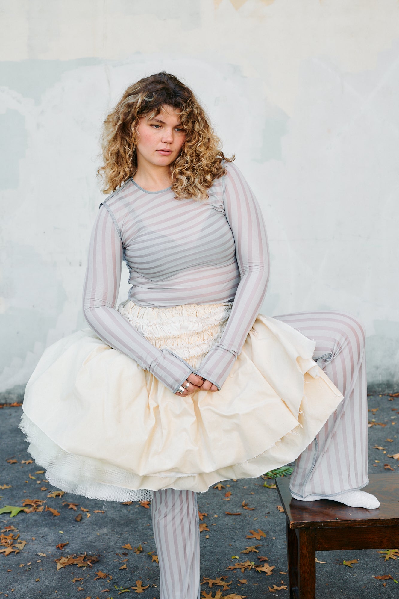 Layered Tulle + Cotton Wax Skirt
