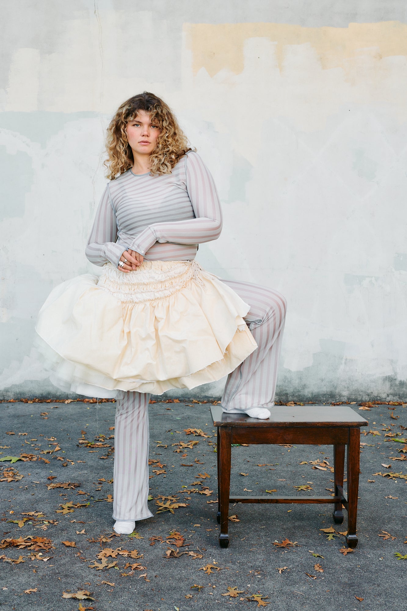 Layered Tulle + Cotton Wax Skirt