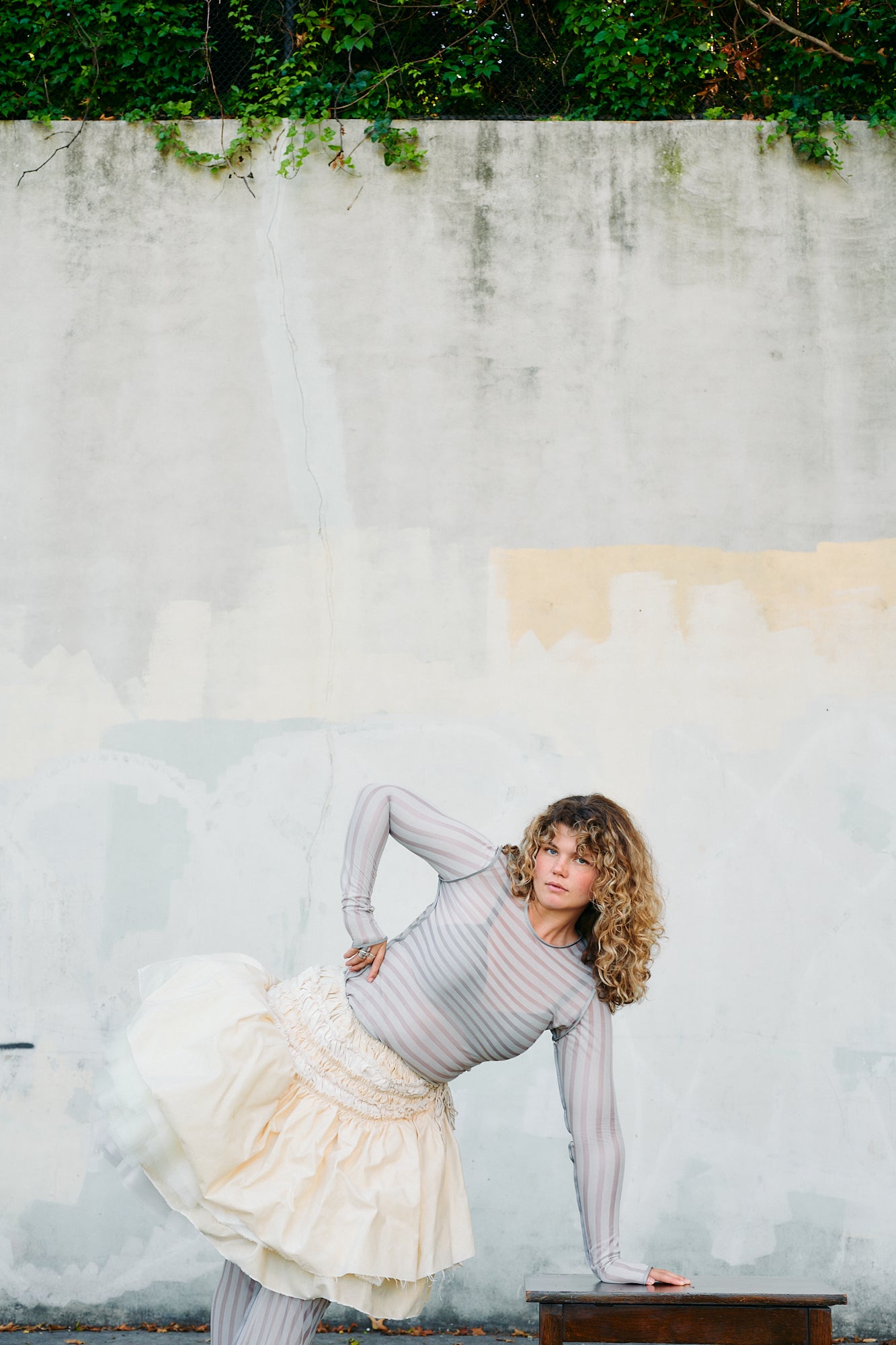 Layered Tulle + Cotton Wax Skirt