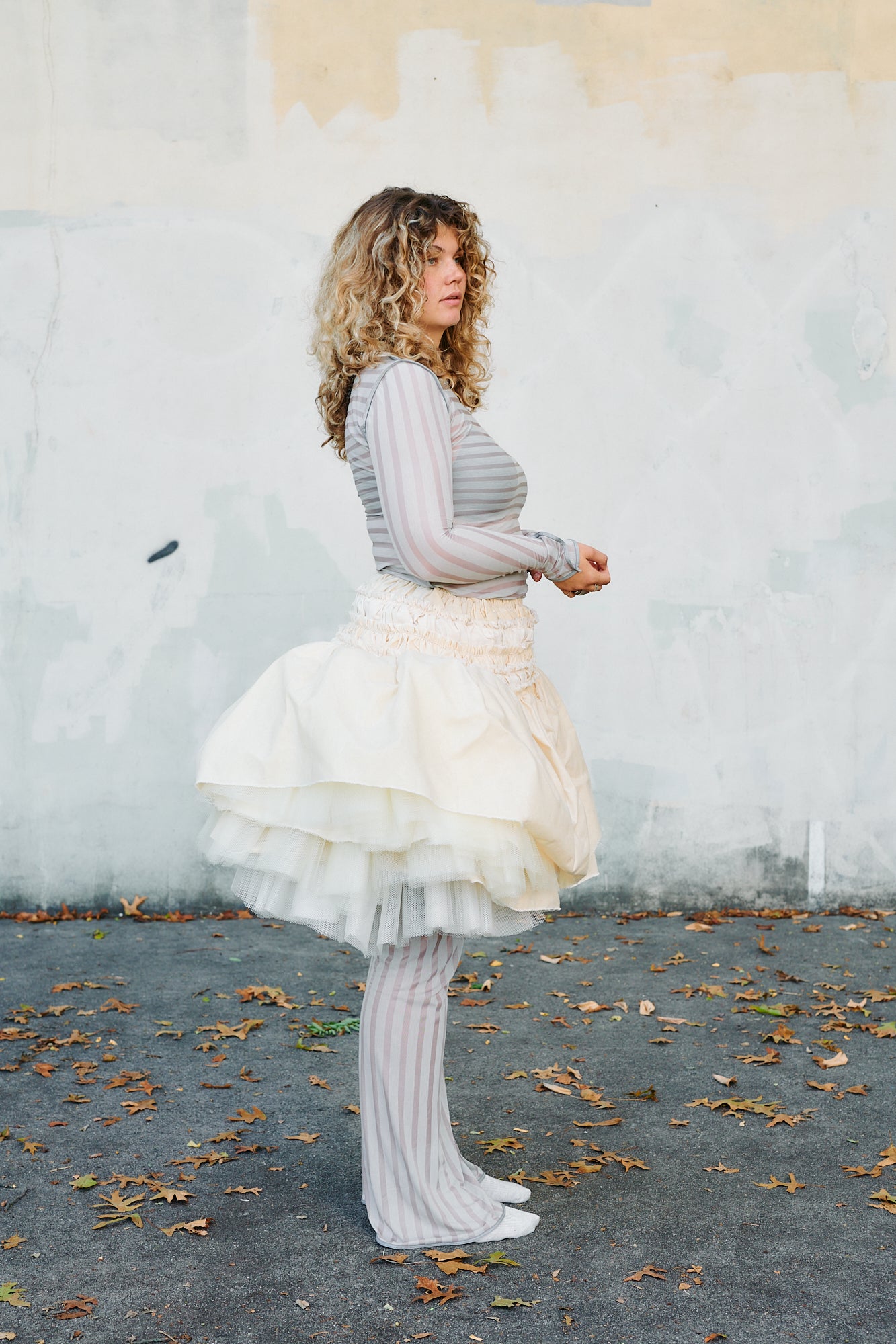 Layered Tulle + Cotton Wax Skirt